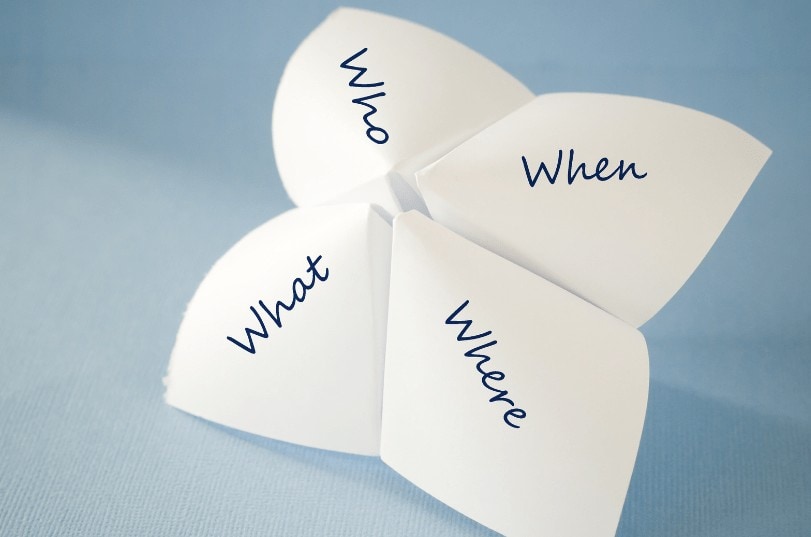 who, what, when, where